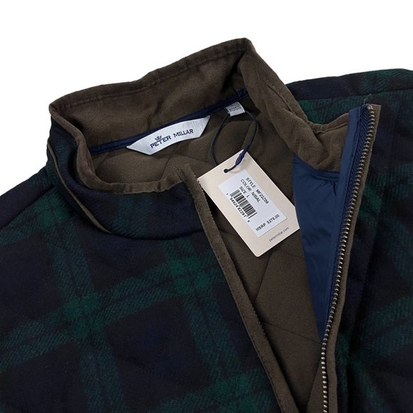 Peter Millar Vest Mens Shetland Wool Jacket Green Buffalo Plaid - Picture 3 of 9